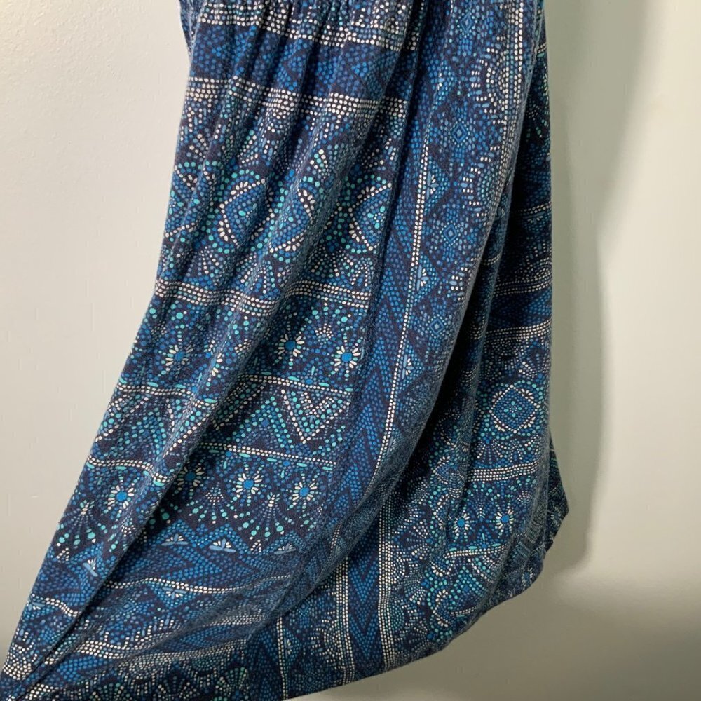 Womens Patagonia West Ashley Aztec Dress‎ Keyhole Back Blue White M - Picture 4 of 7
